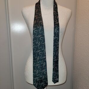 Stylish John Green Clarendon and Gray Snake Like Patterned Tie
